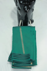 Green Silk Cotton Saree with Zari Border and Running Blouse - Green