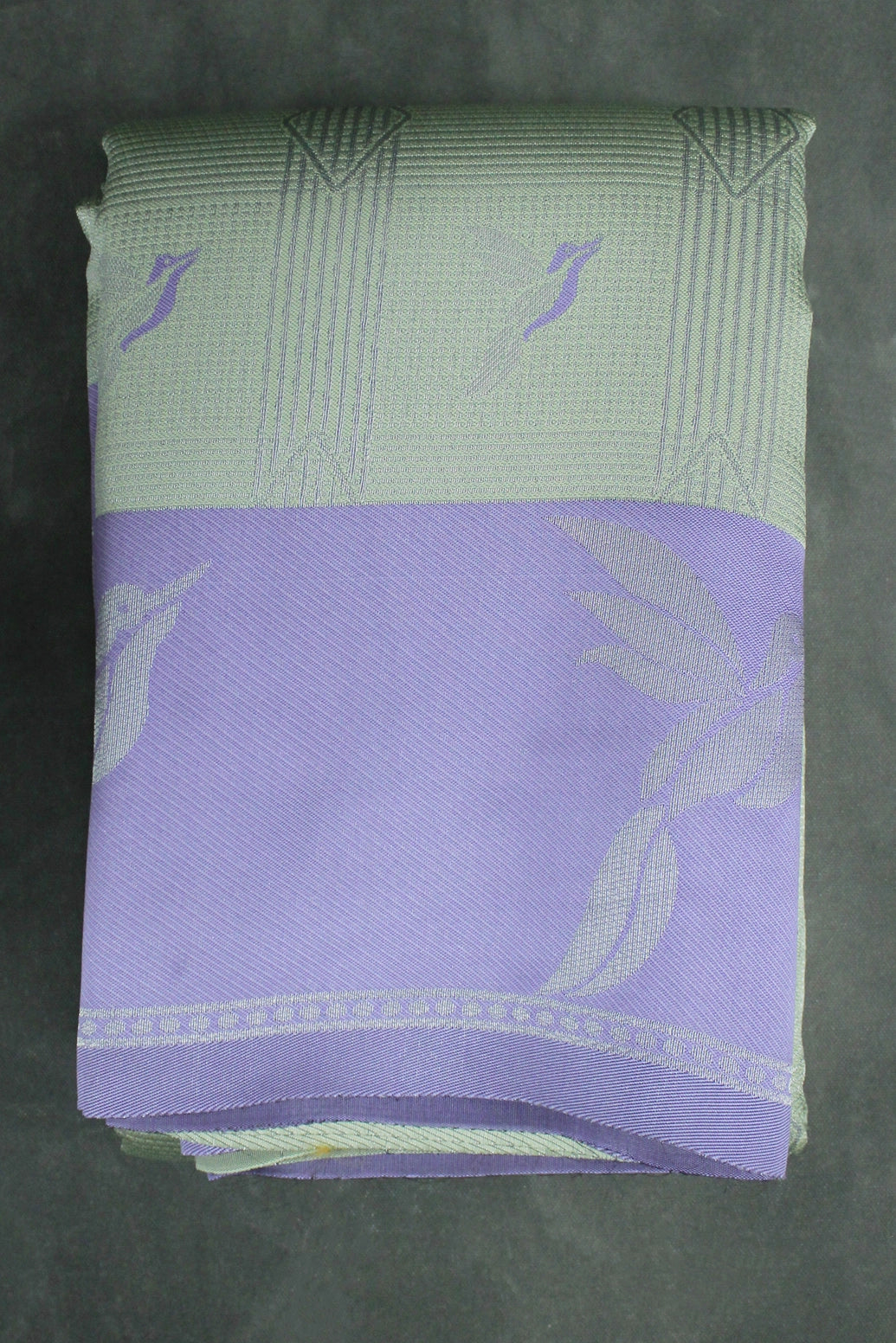 Pastel Green Kubera Pattu Saree with Zari Border and Peacock Style Design, Blouse Included - Pastel Green
