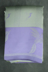 Pastel Green Kubera Pattu Saree with Zari Border and Peacock Style Design, Blouse Included - Pastel Green