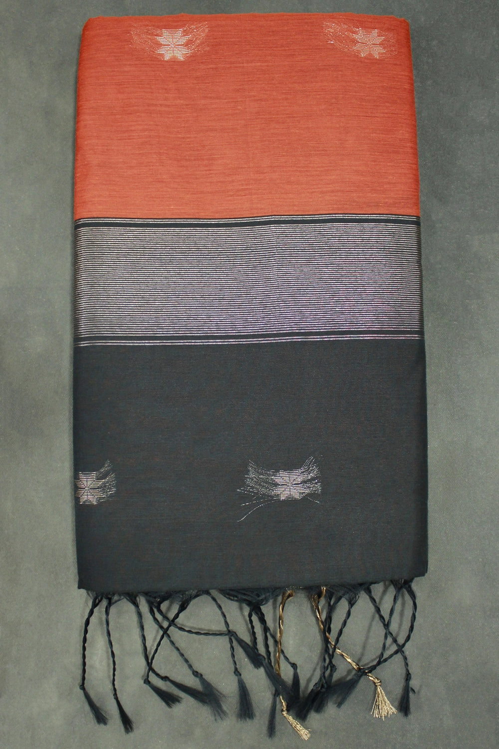 Maheswari Silk Cotton Saree in Brown with Small Butta and Zari Border and Blouse Piece - Brown