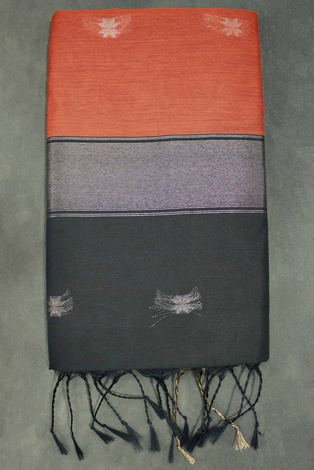 Maheswari Silk Cotton Saree in Brown with Small Butta and Zari Border and Blouse Piece - Brown