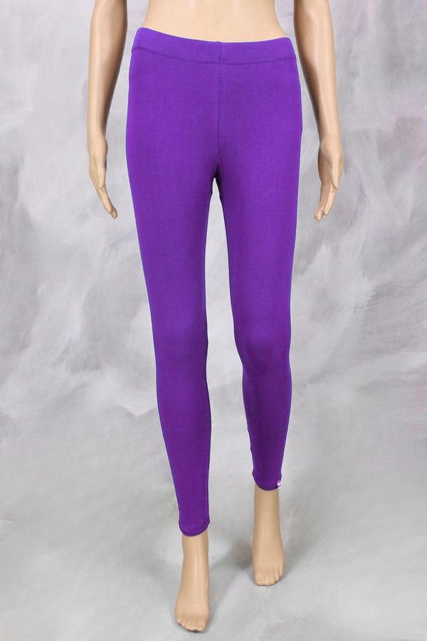 Purple Ankle Length Ankle Leggings for Women with 4-Way Lycra Stretch, Smooth Silicon Wash Finish - Purple