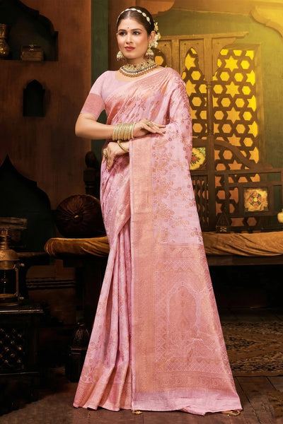 Cotton Shimmer Fabric saree,  saree comes with stone work and grand pallu, designer saree with blouse - Lavender