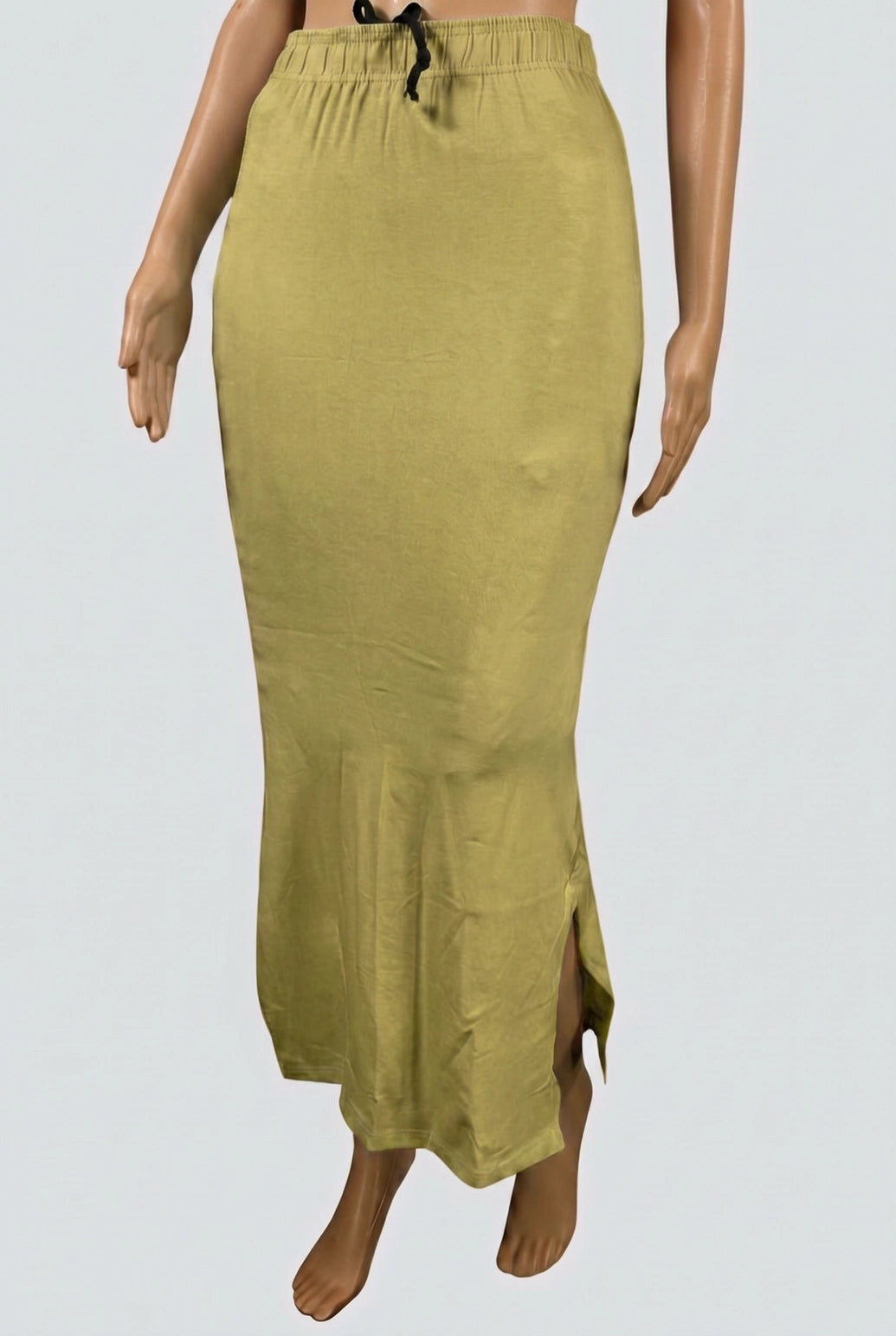 Mehandi Green Shapewear Petticoat with Side Cut, Elastic Waist, Mid-Length Undergarment for Women - Mehandi Green