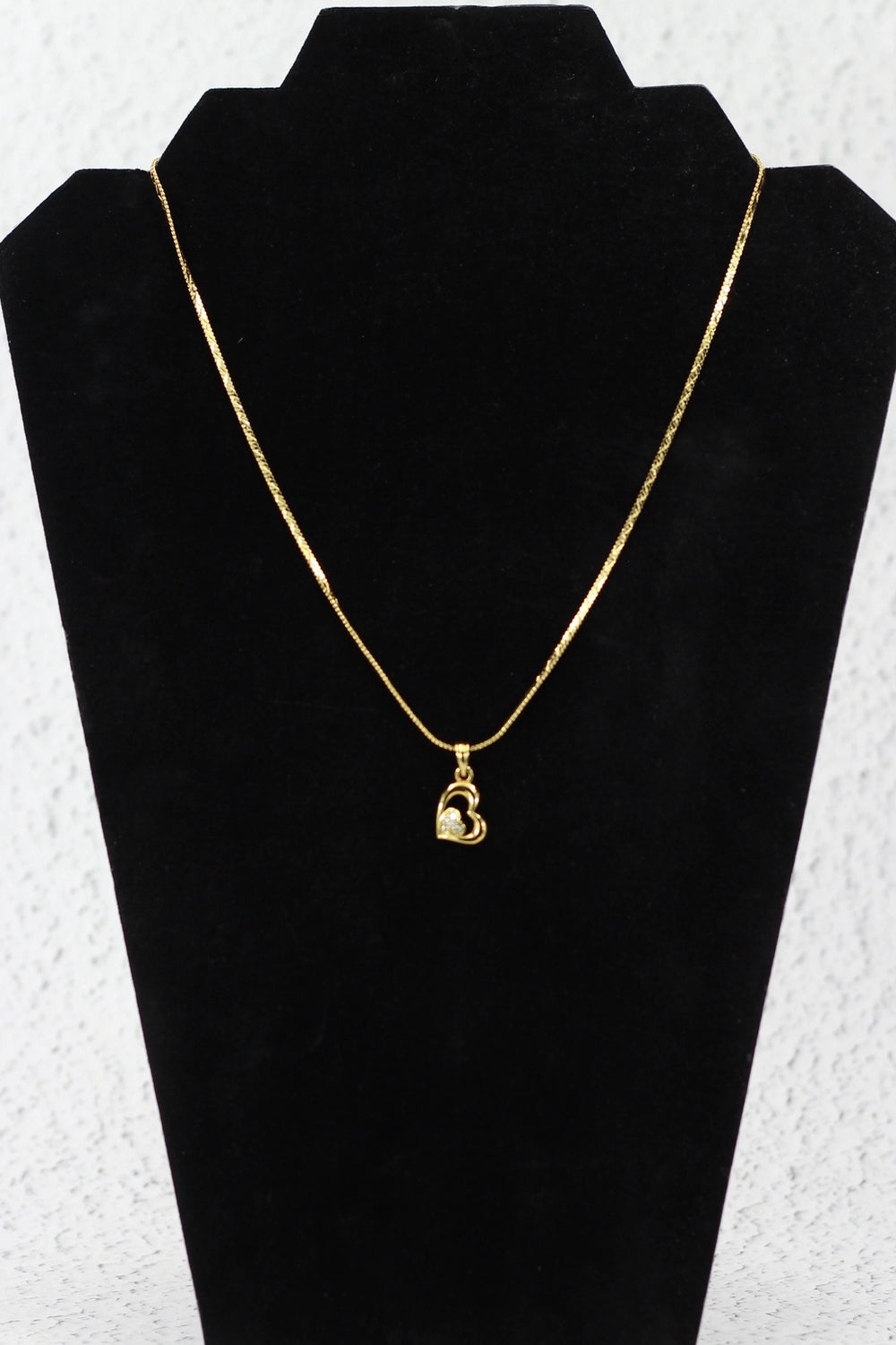 Gold-Tone Heart Pendant Necklace Set with Textured Chain for Women | Traditional Fashion Jewellery - Gold