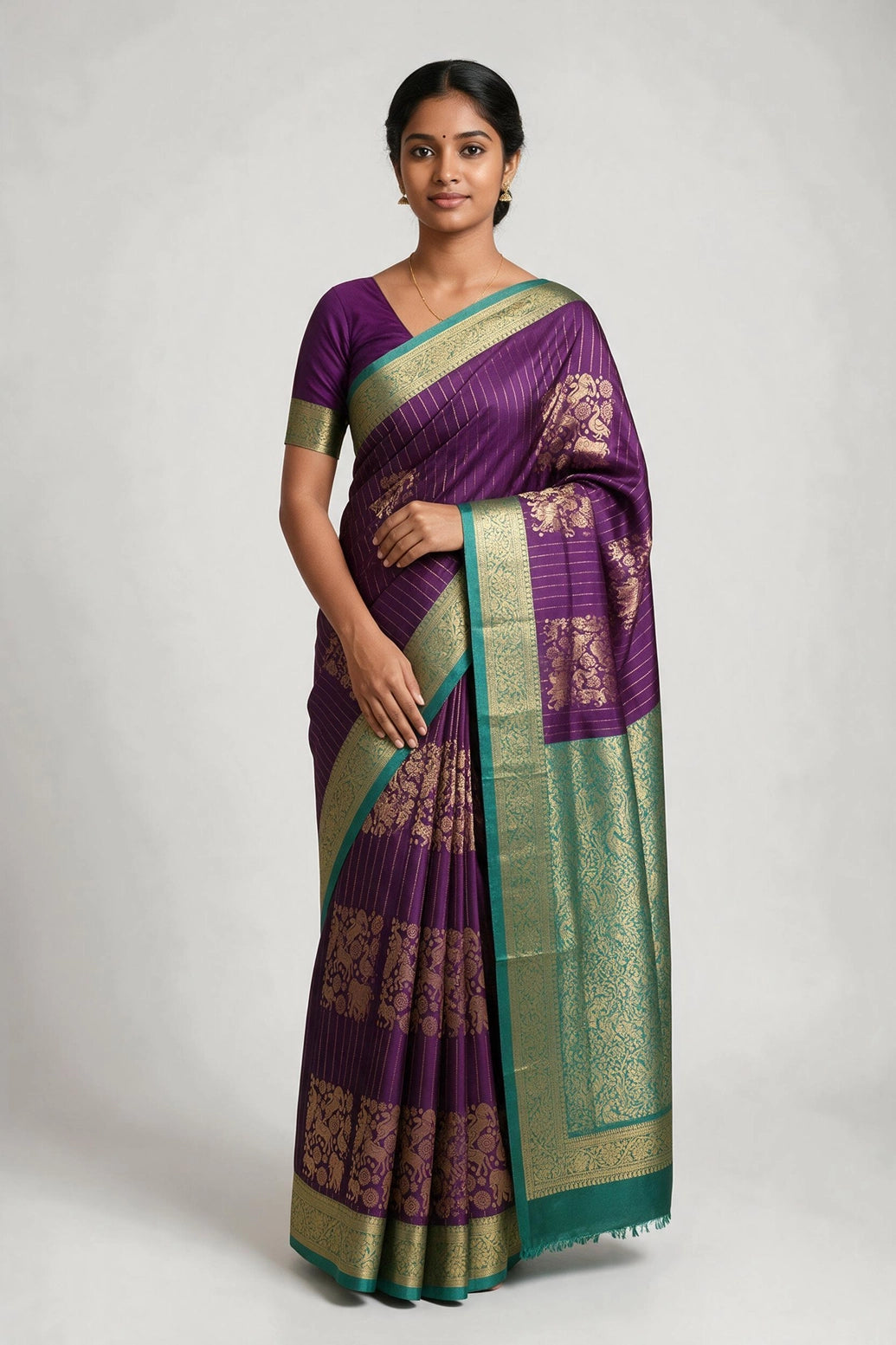 Maroon Soft Silk Saree with Jacquard Border and Gold-Tone Woven Design - Maroon