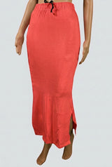 Sunset Coral Shapewear Petticoat with Side Cut for Women, Stretch Waist Support, Knee-Length - Sunset Coral