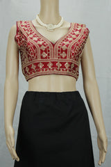Maroon Readymade Designer Padded Blouse with Heavy Gold Thread Embroidery and Sequin Work - Maroon