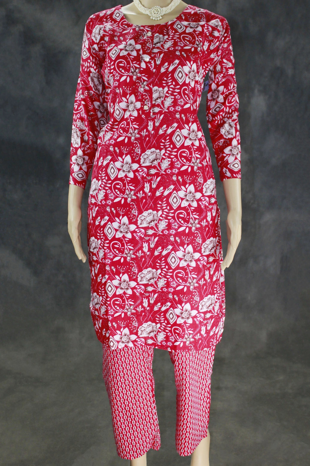 Pink Cotton Printed Kurti and Elastic Pant Set – 2-Piece Ethnic Wear - Pink