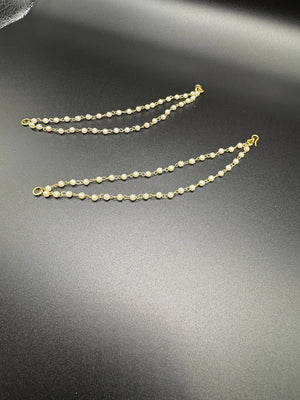 Cream Pearl Maatal Ear Chain for Women - Double Strand