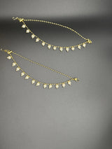 Gold-Plated Pearl Ear Chain Pair – Traditional Maatal Style-6 inch Jewelry JCS Fashions Gold 6 inch