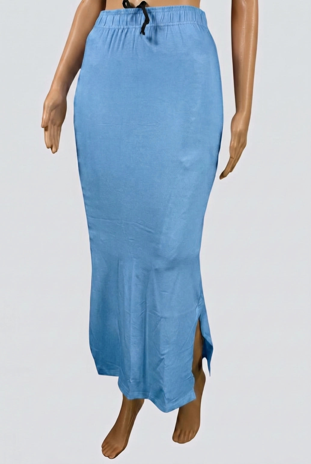Teal Blue Shapewear Petticoat Skirt with Side Cut for Saree and Gown Styling - Teal Blue