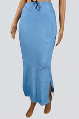 Teal Blue Shapewear Petticoat Skirt with Side Cut for Saree and Gown Styling - Teal Blue