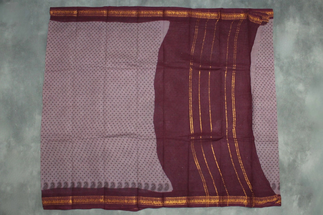 Elegant Poly Cotton Floral Brown Saree for Daily and Festive Wear Saree JCS Fashions 5.5 meters Brown