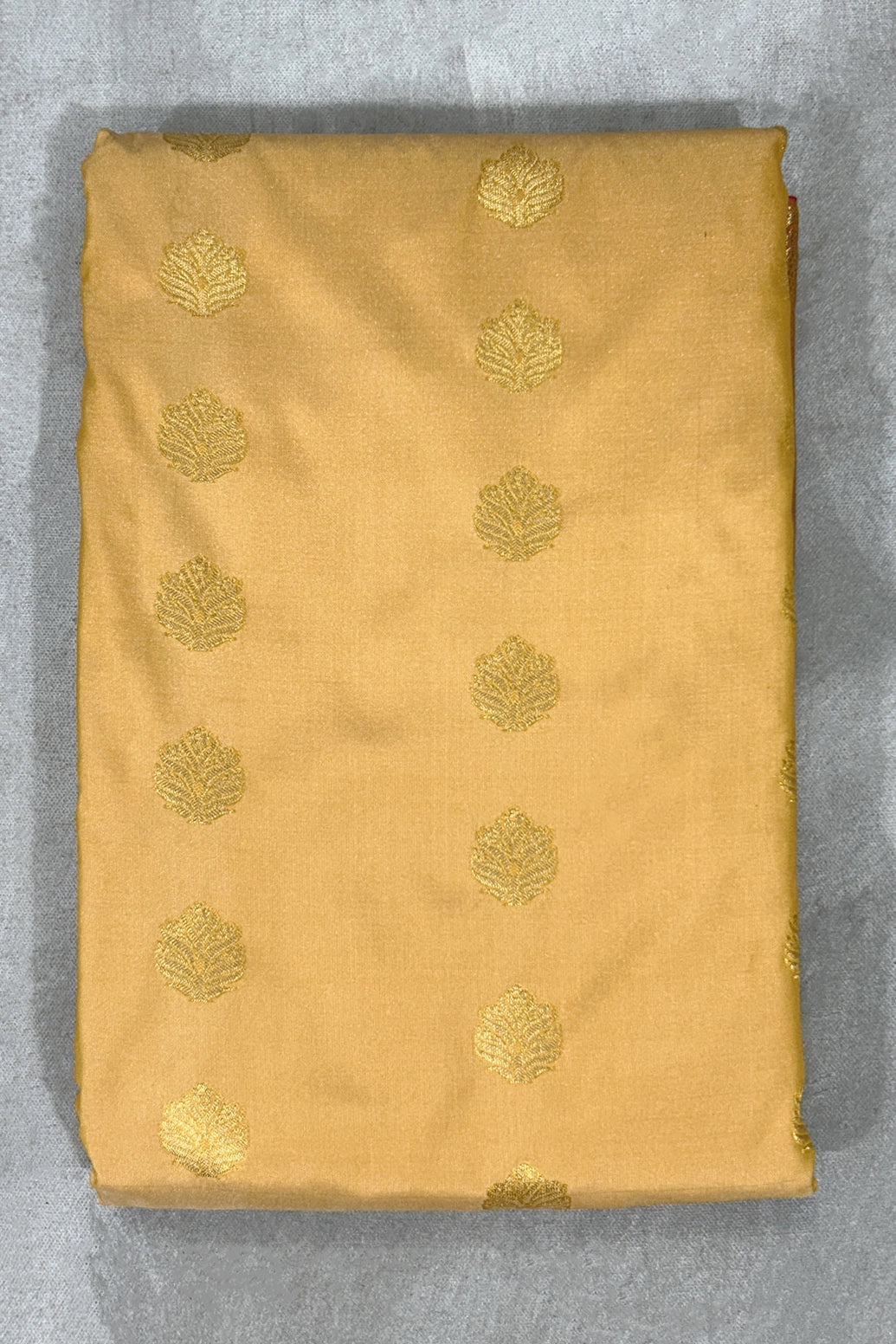 Sandal Soft Silk Saree with Delicate Gold Zari Buttas and Floral Border, Matching Blouse - Sandal