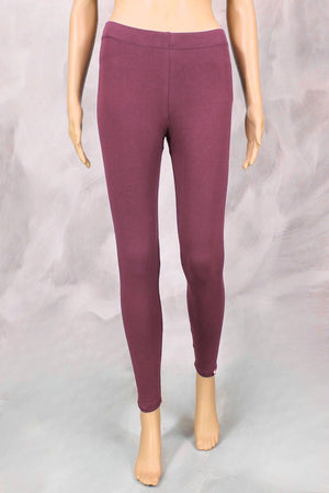 Cherry Brown 4-Way Lycra Cotton Leggings for Women, Thick Fabric Skin-Tight Stretch Fit