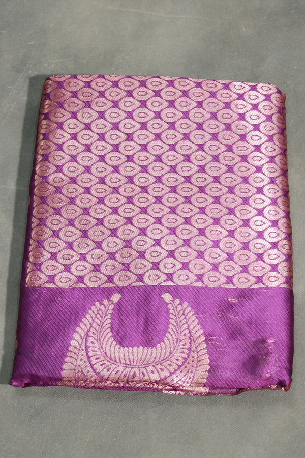 Purple Coconut Silk Saree with Jhumka Weaving in Pallu and Border with Blouse Piece - Purple