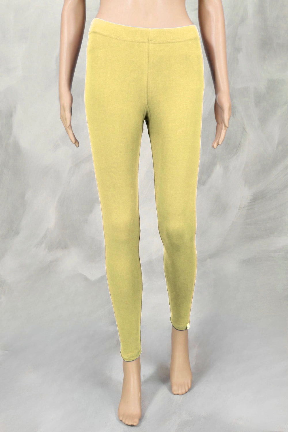 Pastel Yellow Ankle Length Leggings for Women, 4-Way Lycra, Silicon Wash Finish, Stretch Fit - Pastel Yellow