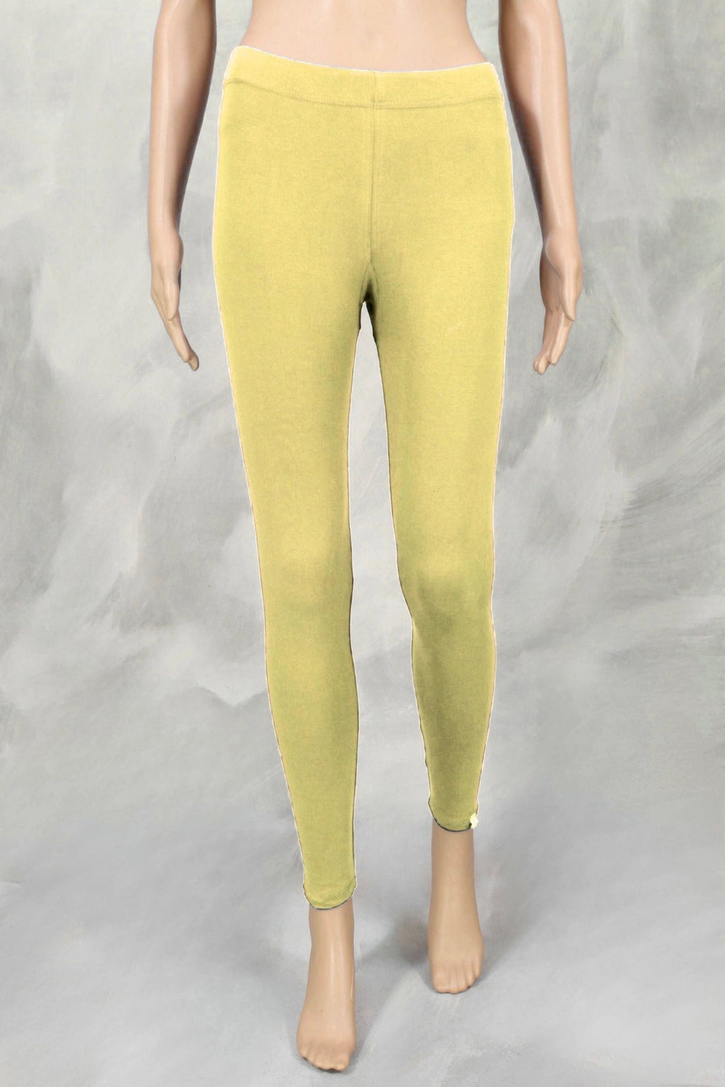 Pastel Yellow Ankle Length Leggings for Women, 4-Way Lycra, Silicon Wash Finish, Stretch Fit - Pastel Yellow