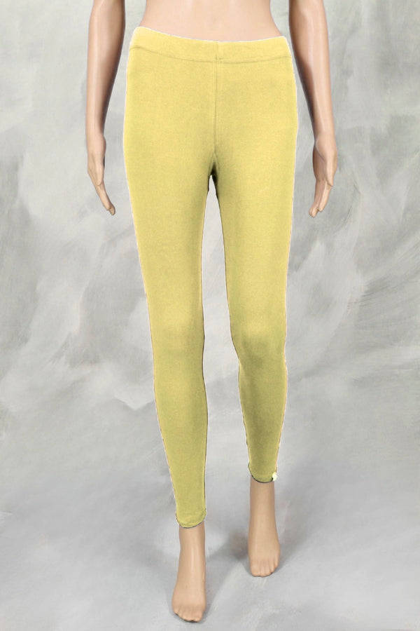 Pastel Yellow Ankle Length Leggings for Women, 4-Way Lycra, Silicon Wash Finish, Stretch Fit - Pastel Yellow
