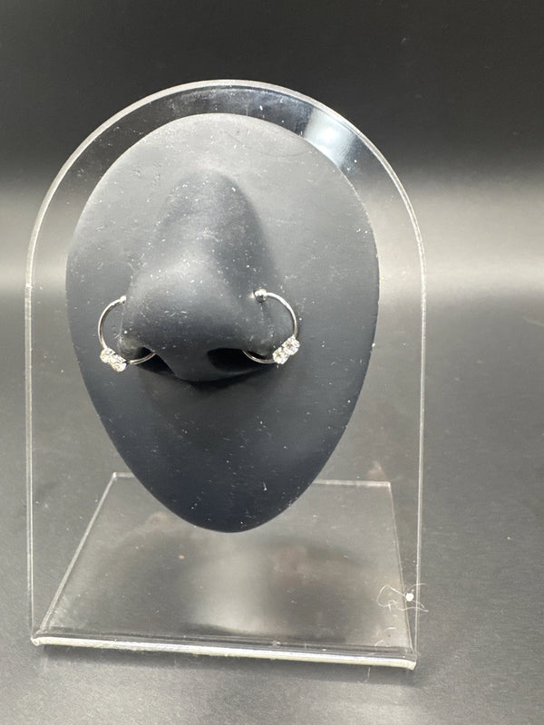 Silver Crystal Nath Nose Ring - Bridal Indian Nose Pin for Women Jewelry JCS Fashions Silver 0.5 inch