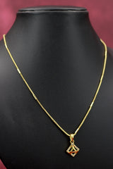 Gold-Tone Textured Chain Necklace Set with Triangle Pendant for Women - Fashion Jewellery - Gold