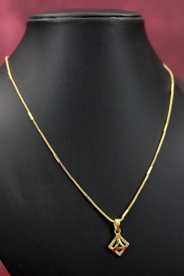 Gold-Tone Textured Chain Necklace Set with Triangle Pendant for Women - Fashion Jewellery - Gold