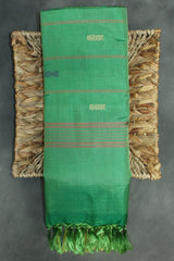 Purple & Green Banana Pith (Vaazhai Naar) Saree with Zari Border and All-over Butta - Purple & Green