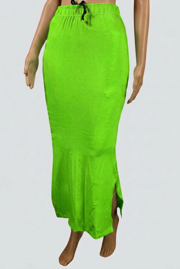 Parrot Green Shapewear Petticoat Skirt with Side Cut for Smoother Draping and Comfort - Parrot Green