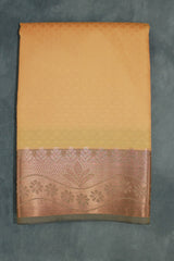 Yellow Emboss Silk Saree with Beautiful Border and Semi Silk Look - Yellow