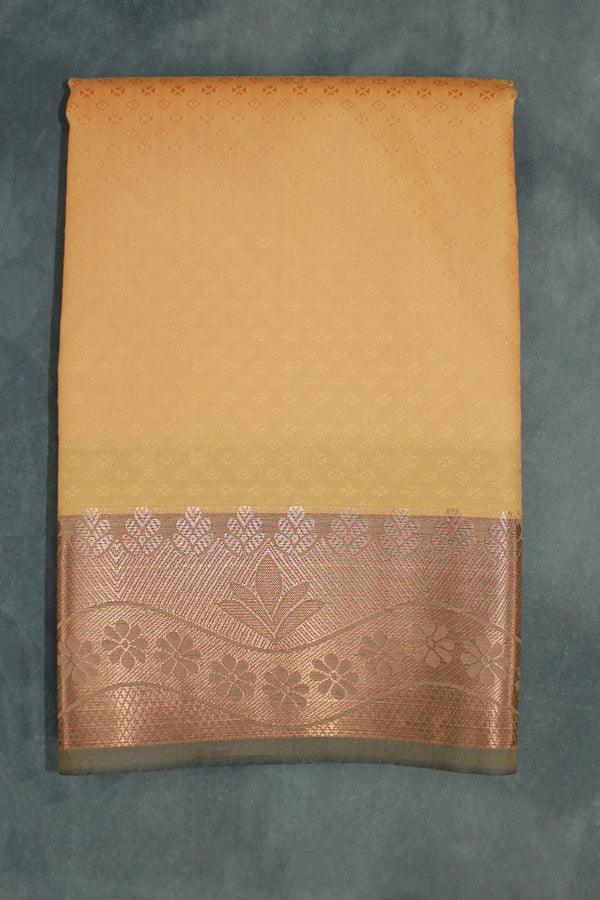 Yellow Emboss Silk Saree with Beautiful Border and Semi Silk Look - Yellow