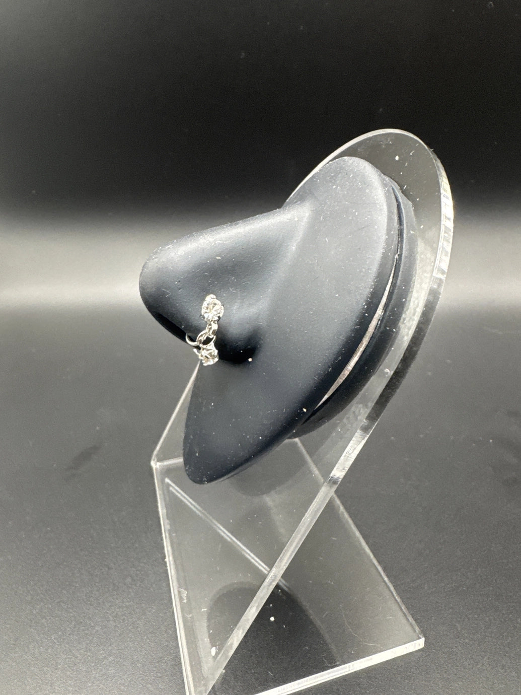 Silver Crystal Clip-On Maharashtrian Nath Nose Ring & Ear Cuff - Non-Piercing Bridal Nose Pin, Traditional Indian Fashion Jewellery - Silver