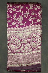 Woven, Embroidered, Floral Print Banarasi Handloom Satin Saree,  Saree comes with blouse - Purple
