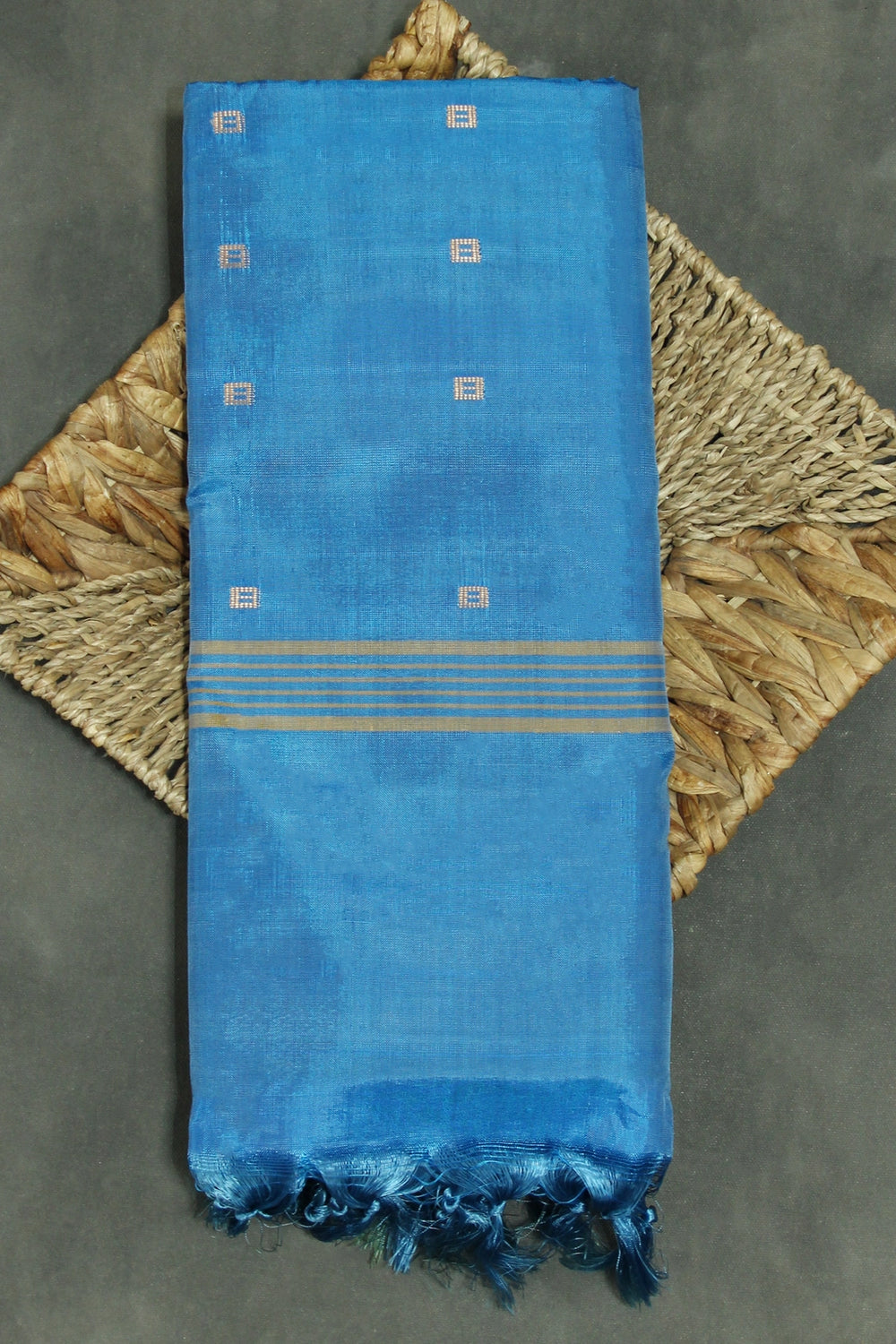 Royal Blue Vaazhai Naar (Banana Pith) Woven Saree with Small Butta Motifs - Royal Blue