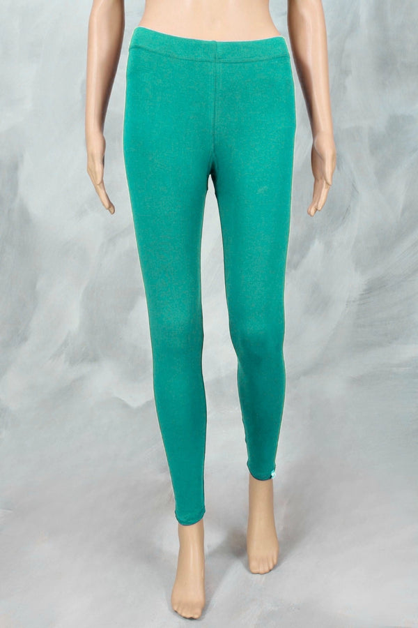 Peacock Green Ankle Length Ankle Leggings in 4-Way Lycra for Women - Peacock Green