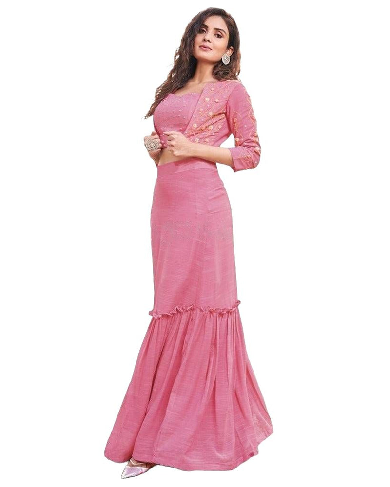 Crop top with skirt. Fancy Lehenga in pink, Ready to wear