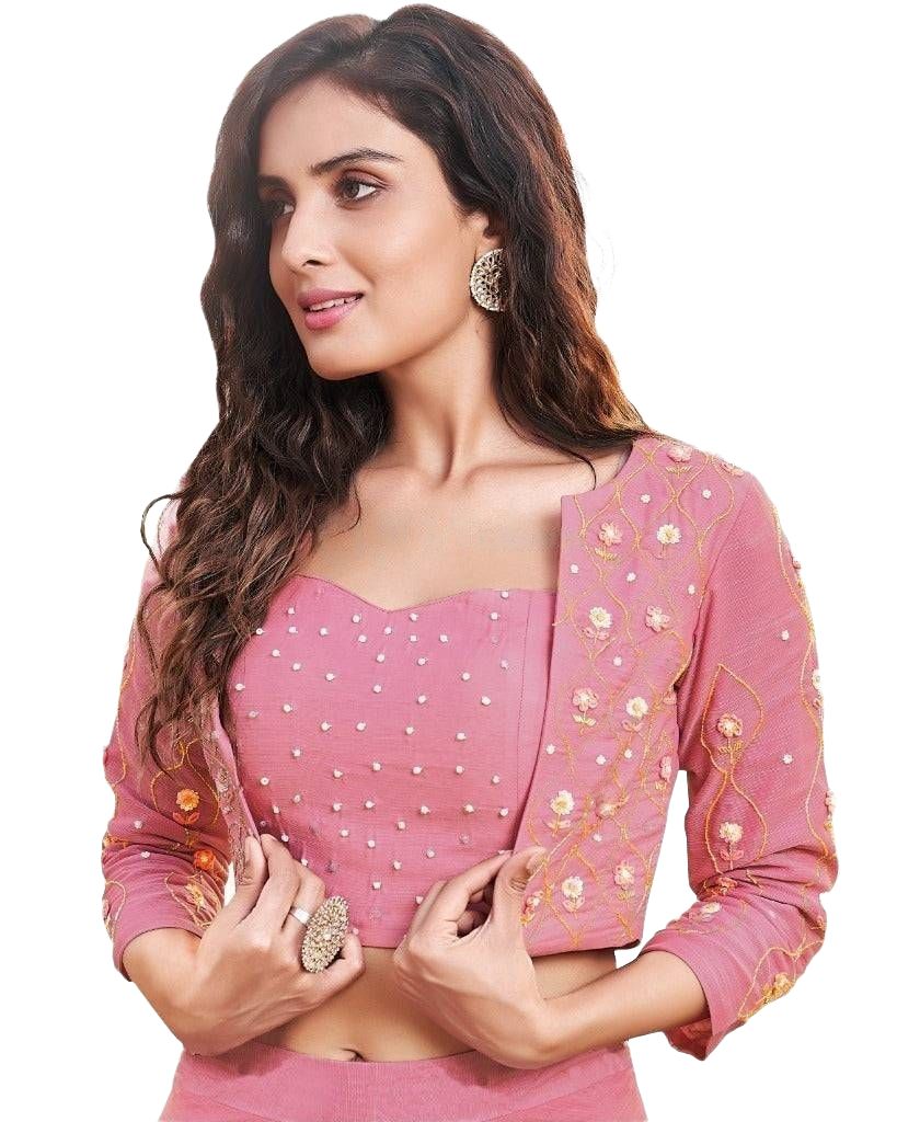 Crop top with skirt. Fancy Lehenga in pink, Ready to wear Lehenga JCS Fashions