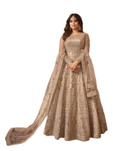 Heavy Embroidery and Sequins work Floor Length Kurti in Beige