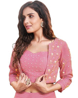 Crop top with skirt. Fancy Lehenga in pink, Ready to wear