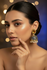 Peach Kundan Jhumka Earrings With stones. Multiple