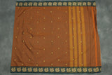Brown Poly Cotton Butta Saree with Dark Green Thread — IMG-4