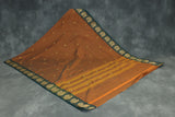Brown Poly Cotton Butta Saree with Dark Green Thread — IMG-7