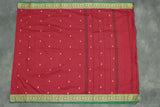 Red Poly Cotton Butta Saree with Green-Gold Thread — IMG-4