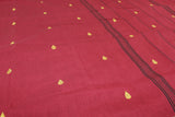 Red Poly Cotton Butta Saree with Green-Gold Thread — IMG-6