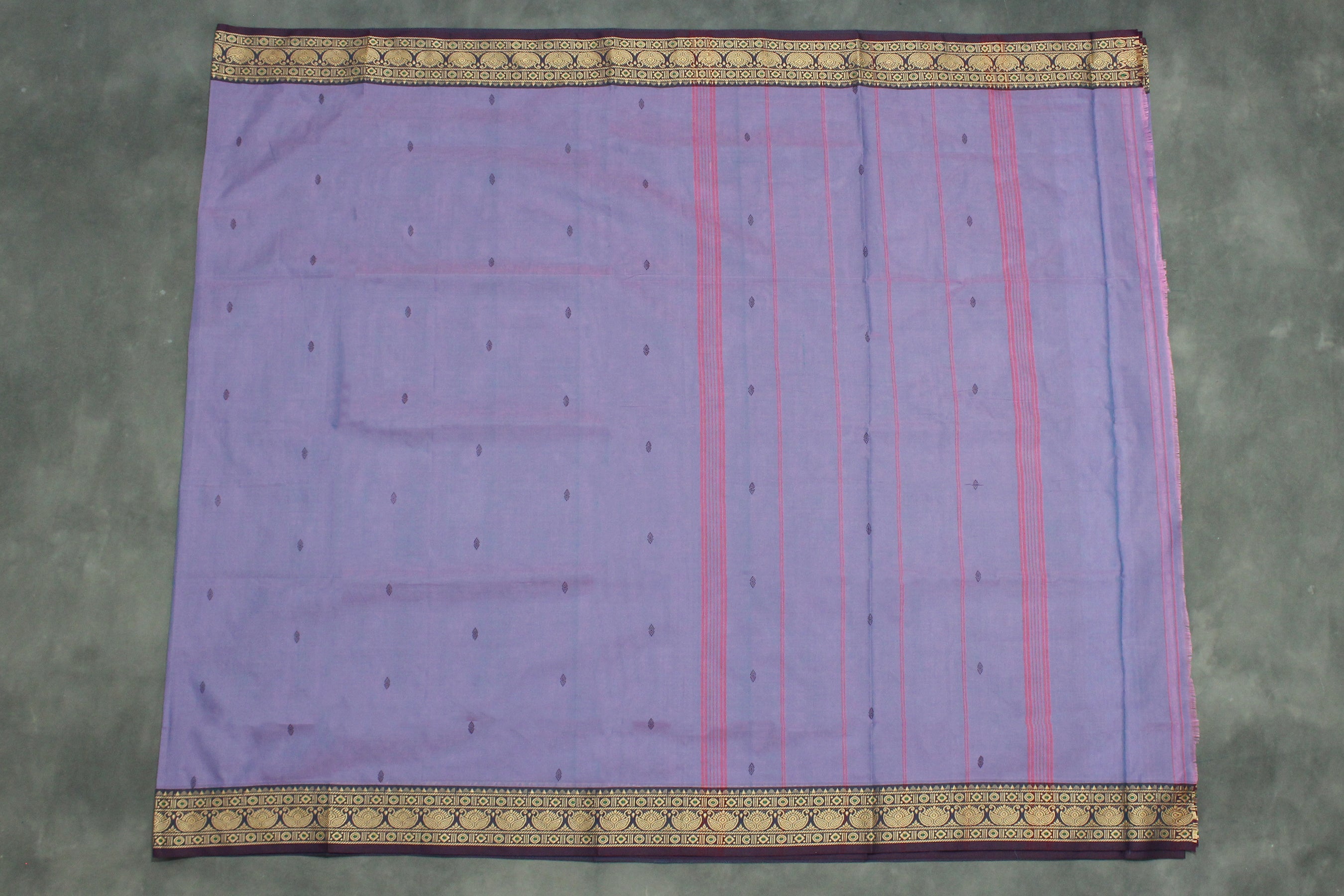 Lavender Poly Cotton Butta Saree with Gold-Thread — IMG-4