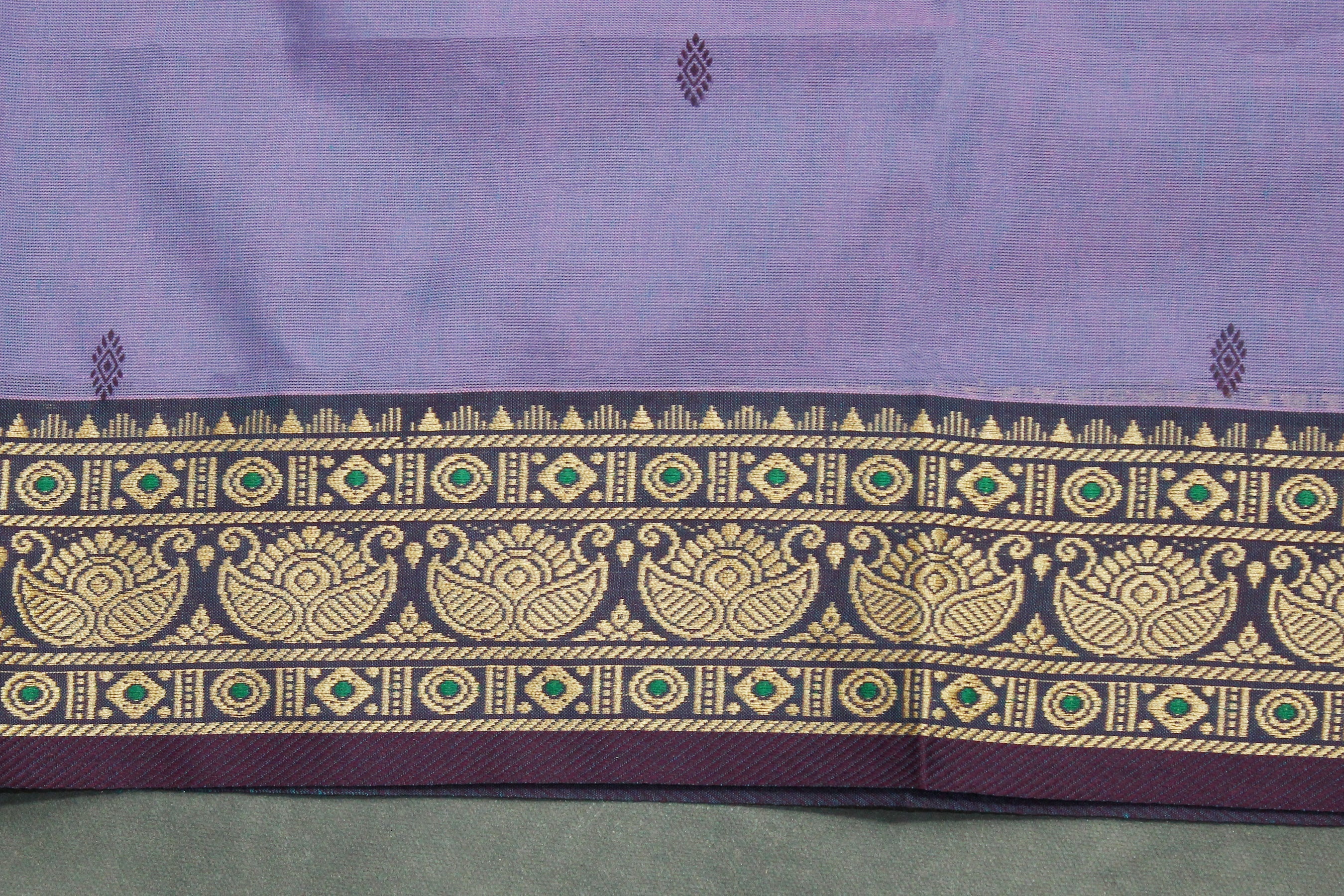 Lavender Poly Cotton Butta Saree with Gold-Thread — IMG-5