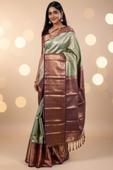 Elegant Kanchipuram Silk Saree with Grand Pallu and Full-body Butties