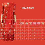 Orange Embroidered Cotton 3-Piece Kurti Set with Elasticated Pant & Chiffon Dupatta Kurti JCS Fashions