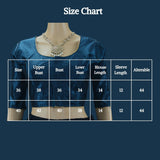 Readymade Navy Blue Raw Silk Padded Designer Blouse with Elbow Sleeves and Back Knot Blouse JCS Fashions