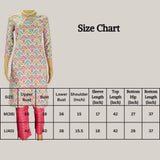 Cotton Printed Kurta Set – Cream Multicolor Kurti with Red Elastic Pants